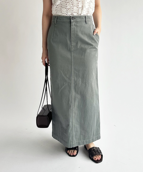 EDIT. FOR LULU(エディットフォールル)の「Garment dye Chino SK(スカート・レディース・サックスブルー/サファリグリーン・36/34)」の3枚目の写真