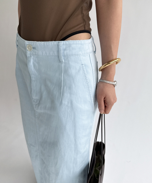 EDIT. FOR LULU(エディットフォールル)の「Garment dye Chino SK(スカート・レディース・サックスブルー/サファリグリーン・36/34)」の9枚目の写真