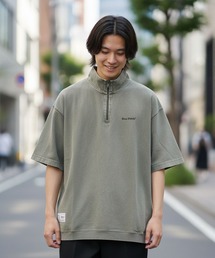 【BEN DAVIS/ベンデイビス】 【こなれヴィンテージ感】パウダーブリーチ ハーフジップポロ 古着風加工 脇ポケット付