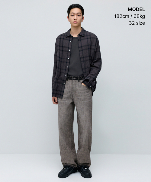 MUSINSA STANDARD（ムシンサスタンダード）の「インサイドアウトルーズバギーデニムパンツ[ウォッシュドブラック]（デニムパンツ・メンズ・その他・26/27/28/29/30/31/32/33/34/36/38/40/42）」の2枚目の写真