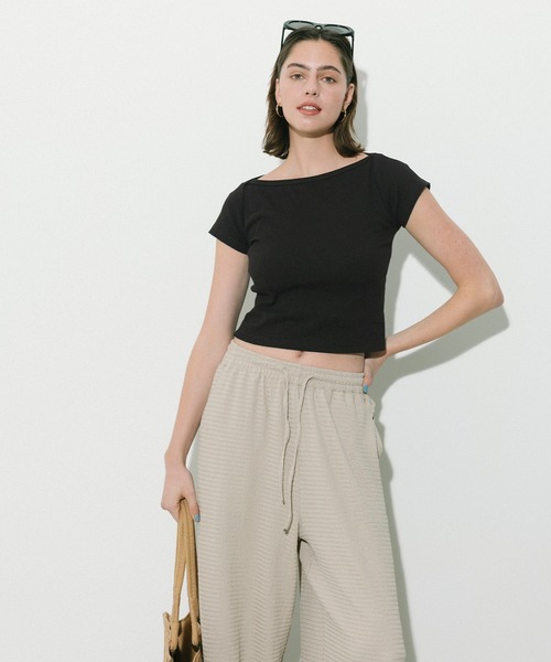 coca(coca)(コカ)の「リブワイドネックTシャツ(Tシャツ/カットソー・レディース・ホワイト/ブラック・XL/S/M/L)」の17枚目の写真