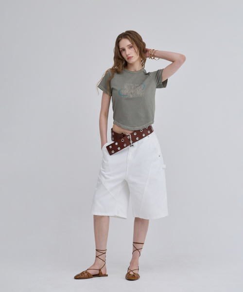 KZM(ケージエム)の「レギュラーフィットピグメント半袖Tシャツカーキ(Tシャツ/カットソー・レディース・カーキ・SMALL/MEDIUM)」の1枚目の写真
