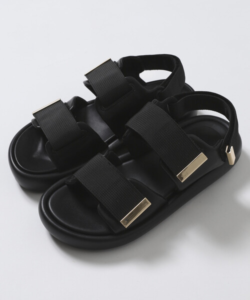 ATELIER BRUGGE(アトリエブルージュ)の「ATELIER BRUGGE/アトリエブルージュ テープベルト 厚底 サンダル / 3.5cmソール (22.5cm~24.5cmサイズ展開)(サンダル・レディース・ベージュ/ブラック・SMALL/MEDIUM/LARGE)」の6枚目の写真