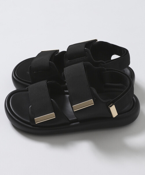 ATELIER BRUGGE(アトリエブルージュ)の「ATELIER BRUGGE/アトリエブルージュ テープベルト 厚底 サンダル / 3.5cmソール (22.5cm~24.5cmサイズ展開)(サンダル・レディース・ベージュ/ブラック・SMALL/MEDIUM/LARGE)」の7枚目の写真