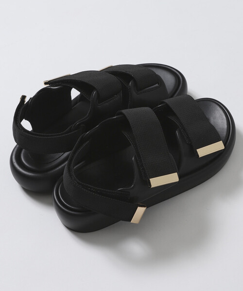 ATELIER BRUGGE(アトリエブルージュ)の「ATELIER BRUGGE/アトリエブルージュ テープベルト 厚底 サンダル / 3.5cmソール (22.5cm~24.5cmサイズ展開)(サンダル・レディース・ベージュ/ブラック・SMALL/MEDIUM/LARGE)」の9枚目の写真