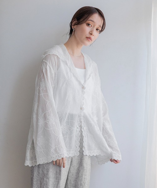 studio CLIP(スタディオクリップ)の「レースフードシャツブルゾン(シャツ/ブラウス・レディース・オフホワイト・FREE)」の9枚目の写真