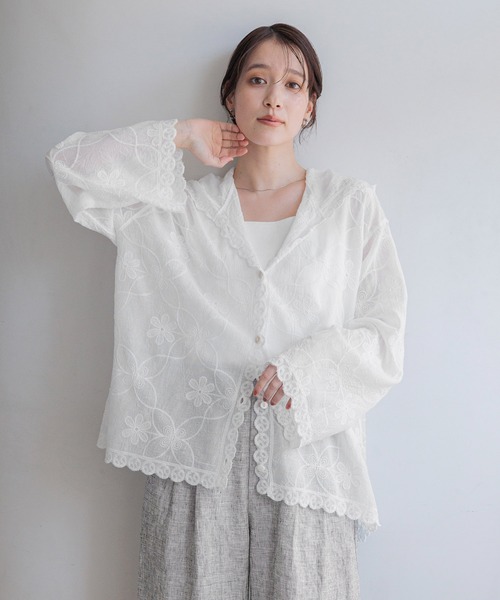 studio CLIP(スタディオクリップ)の「レースフードシャツブルゾン(シャツ/ブラウス・レディース・オフホワイト・FREE)」の8枚目の写真