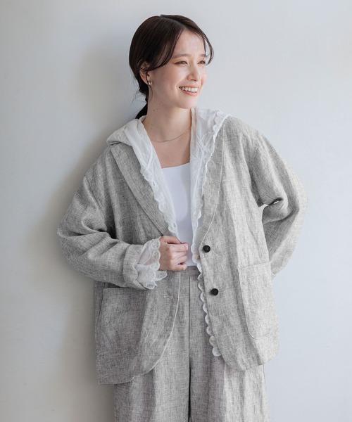 studio CLIP(スタディオクリップ)の「レースフードシャツブルゾン(シャツ/ブラウス・レディース・オフホワイト・FREE)」の4枚目の写真