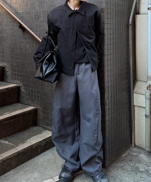 Chikashitsu +（チカシツプラス）の「【Chikashitsu +】cropped button jacket / 【チカシツプラス】クロップボタンジャケット<着用動画あり>（テーラードジャケット・メンズ・ブラック・ONE SIZE）」の16枚目の写真