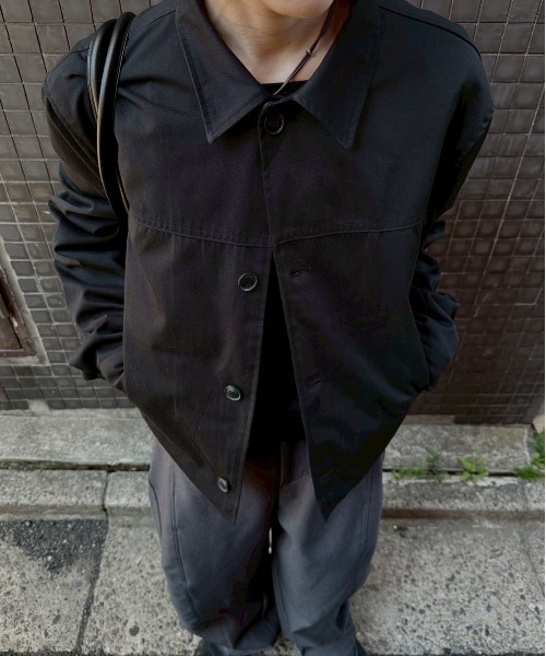 Chikashitsu +（チカシツプラス）の「【Chikashitsu +】cropped button jacket / 【チカシツプラス】クロップボタンジャケット<着用動画あり>（テーラードジャケット・メンズ・ブラック・ONE SIZE）」の22枚目の写真
