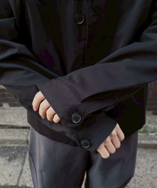 Chikashitsu +（チカシツプラス）の「【Chikashitsu +】cropped button jacket / 【チカシツプラス】クロップボタンジャケット<着用動画あり>（テーラードジャケット・メンズ・ブラック・ONE SIZE）」の17枚目の写真
