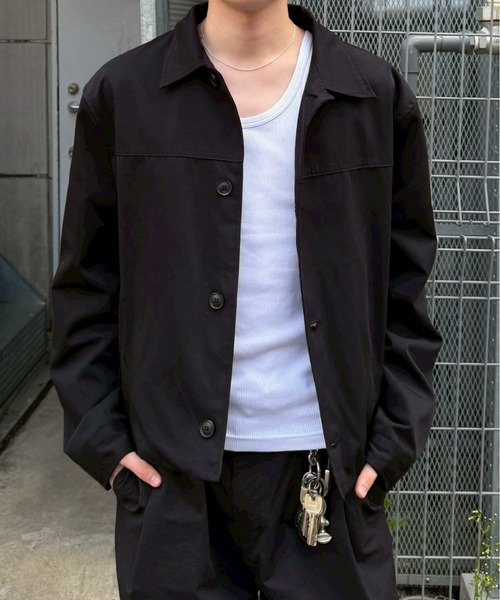 Chikashitsu +（チカシツプラス）の「【Chikashitsu +】cropped button jacket / 【チカシツプラス】クロップボタンジャケット<着用動画あり>（テーラードジャケット・メンズ・ブラック・ONE SIZE）」の12枚目の写真