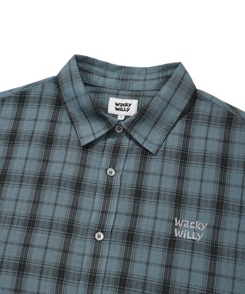 Wacky WiLLy(ワッキーウィリー)の「シアサッカー チェック 半袖シャツ ブルー(シャツ/ブラウス・メンズ・その他・LARGE/X-LARGE/SMALL/MEDIUM)」の6枚目の写真