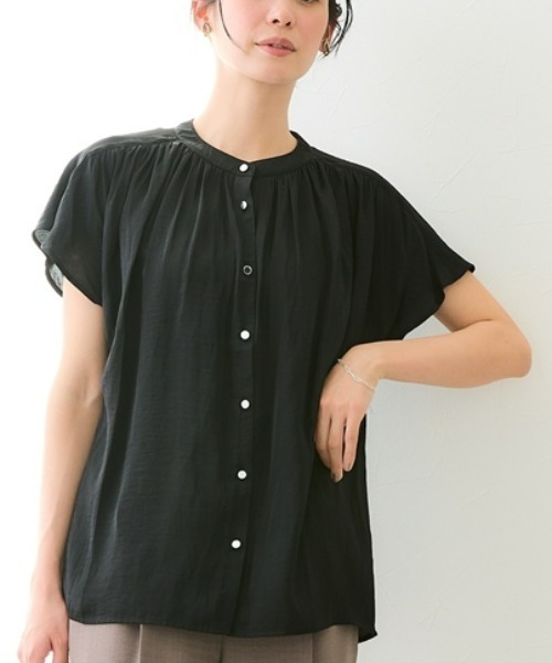 7days Life Styling（セブンデイズライフスタイリング）の「ヴィンテージサテンブラウス（シャツ/ブラウス・レディース・ブラック/グレー・M/L/LL/3L）」の2枚目の写真