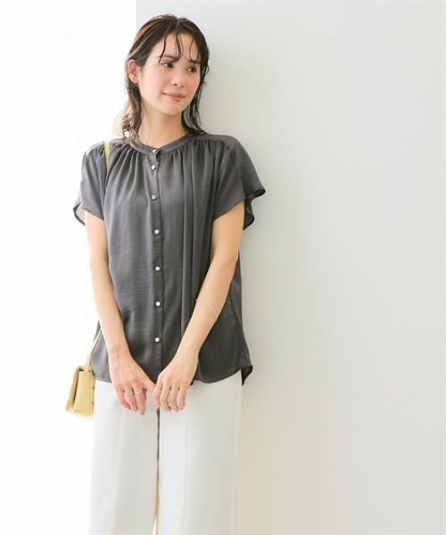 7days Life Styling（セブンデイズライフスタイリング）の「ヴィンテージサテンブラウス（シャツ/ブラウス・レディース・ブラック/グレー・M/L/LL/3L）」の3枚目の写真