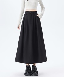 前ボタンタック入りAラインスカート