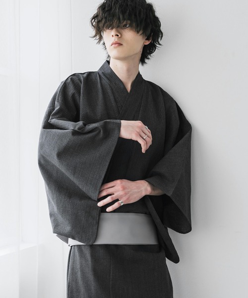 Rocky Monroe(ロッキーモンロー)の「しじら織りワンタッチ帯付きメンズ浴衣2点セット(浴衣・メンズ・ネイビー/グレー/ブラック/ホワイト/ネイビー系1/ブラウン/ブラック系1・XL/L/M)」の14枚目の写真