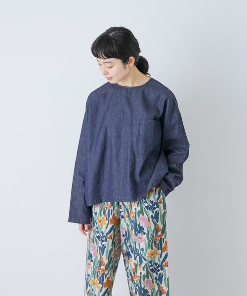 かぐれ（カグレ）の「綿麻デニムプルオーバー（シャツ/ブラウス・レディース・インディゴブルー・FREE）」の2枚目の写真