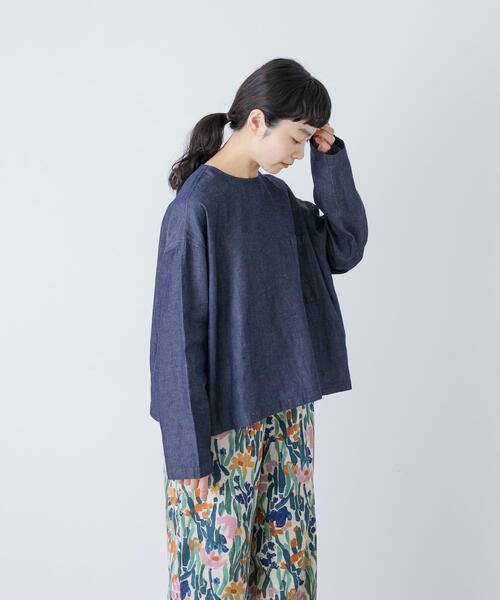 かぐれ（カグレ）の「綿麻デニムプルオーバー（シャツ/ブラウス・レディース・インディゴブルー・FREE）」の4枚目の写真