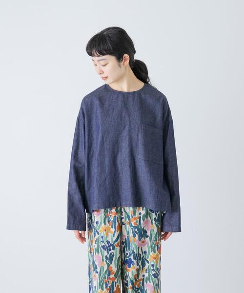 かぐれ（カグレ）の「綿麻デニムプルオーバー（シャツ/ブラウス・レディース・インディゴブルー・FREE）」の7枚目の写真