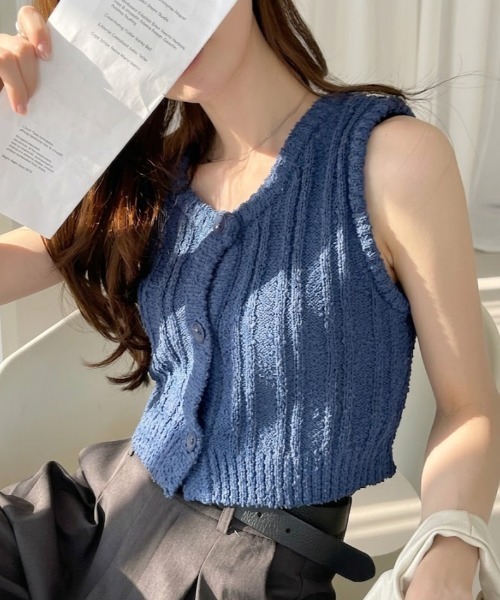 Ada.（エイダ）の「コンパクト ニット ベスト（ベスト・レディース・ネイビー/ピンク/ブラック・FREE）」の2枚目の写真