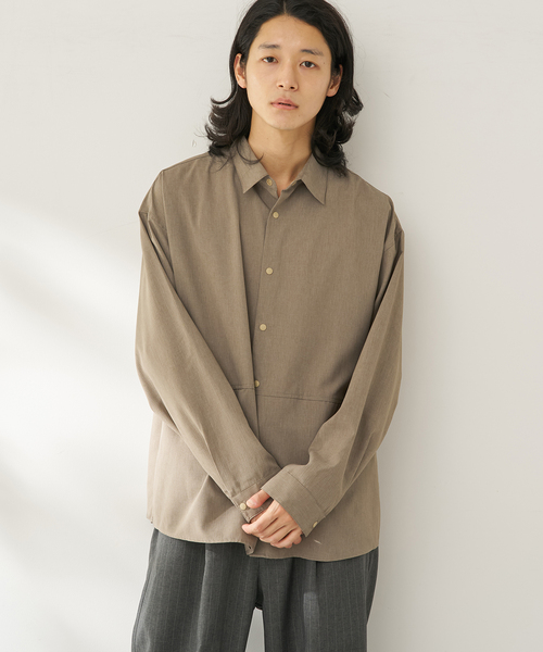 B.C STOCK（ベーセーストック）の「【速乾・接触冷感・UVカット】COOLFIBER(R)Air シャツジャケット（シャツ/ブラウス・メンズ・チャコールグレー/ベージュ/ネイビー/イエロー・MEDIUM/LARGE）」の2枚目の写真