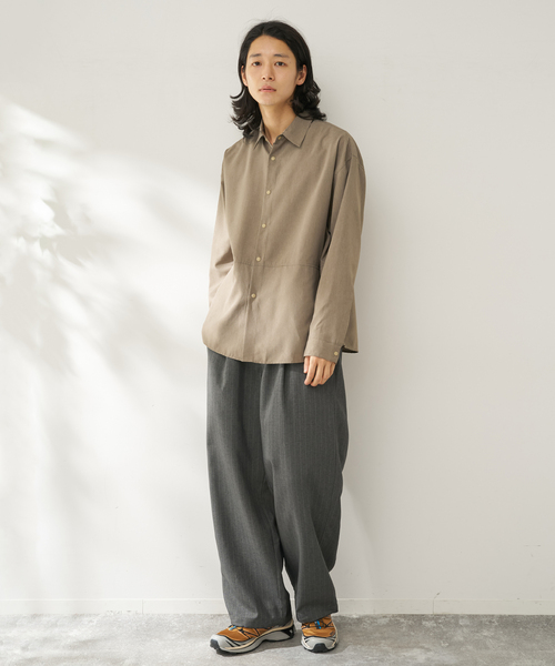 B.C STOCK（ベーセーストック）の「【速乾・接触冷感・UVカット】COOLFIBER(R)Air シャツジャケット（シャツ/ブラウス・メンズ・チャコールグレー/ベージュ/ネイビー/イエロー・MEDIUM/LARGE）」の9枚目の写真
