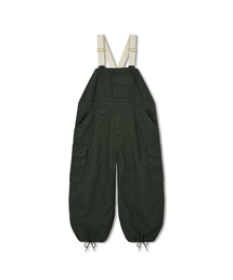 ANGLAN（アングラン）の「Backsatin Work Wide Overall - Khaki（サロペット/オーバーオール）」