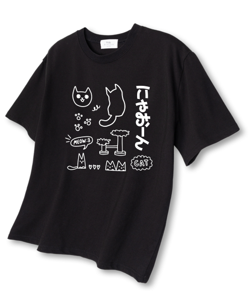 TI.GLAKE(ティーグレイク)の「ネコドローイング オーバーサイズ 半袖Tシャツ ブラック(Tシャツ/カットソー・メンズ・その他・LARGE/X-LARGE/XX-LARGE)」の1枚目の写真