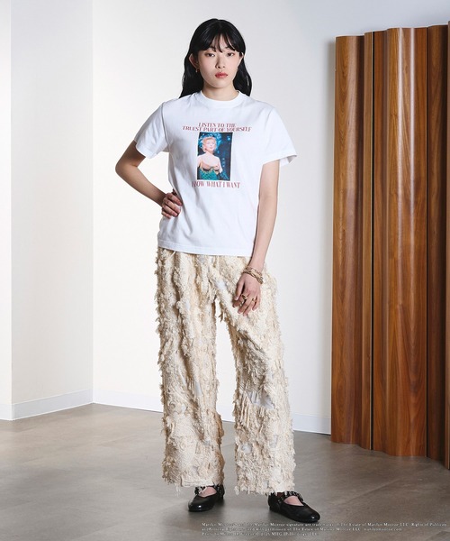 ROSE BUD（ローズバッド）の「(CREOLME)MARILYN MONROE/TEE（Tシャツ/カットソー・レディース・ホワイト/ブラック/ライトピンク・ONE SIZE）」の13枚目の写真