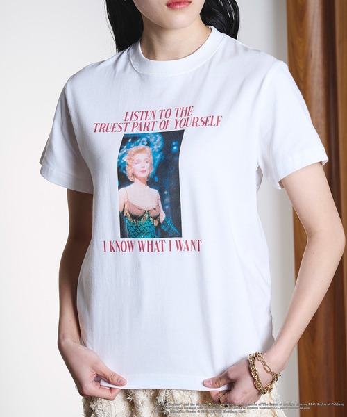 ROSE BUD（ローズバッド）の「(CREOLME)MARILYN MONROE/TEE（Tシャツ/カットソー・レディース・ホワイト/ブラック/ライトピンク・ONE SIZE）」の10枚目の写真