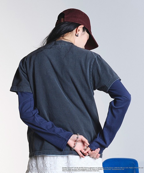 ROSE BUD（ローズバッド）の「(CREOLME)MARILYN MONROE/TEE（Tシャツ/カットソー・レディース・ホワイト/ブラック/ライトピンク・ONE SIZE）」の8枚目の写真
