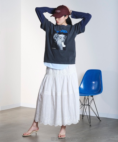 ROSE BUD（ローズバッド）の「(CREOLME)MARILYN MONROE/TEE（Tシャツ/カットソー・レディース・ホワイト/ブラック/ライトピンク・ONE SIZE）」の6枚目の写真