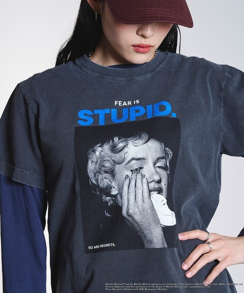 ROSE BUD（ローズバッド）の「(CREOLME)MARILYN MONROE/TEE（Tシャツ/カットソー・レディース・ホワイト/ブラック/ライトピンク・ONE SIZE）」の4枚目の写真