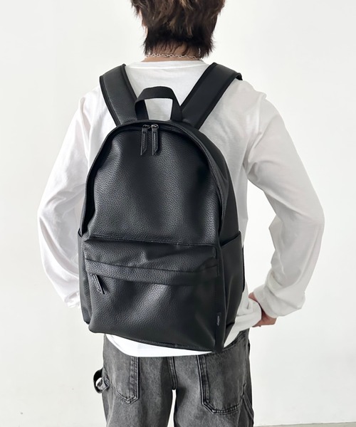 real design]PUレザーデイパック/ユニセックス/A4サイズ対応（バック