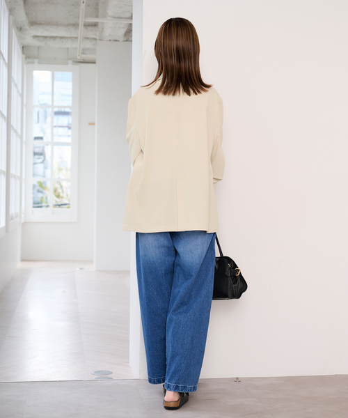 U by SPICK&SPAN(ユーバイスピックアンドスパン)の「UVカット ツイルダブルジャケット(テーラードジャケット・レディース・ベージュ/ネイビー・38/36)」の5枚目の写真