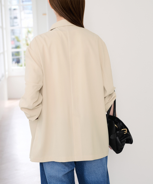 U by SPICK&SPAN(ユーバイスピックアンドスパン)の「UVカット ツイルダブルジャケット(テーラードジャケット・レディース・ベージュ/ネイビー・38/36)」の9枚目の写真