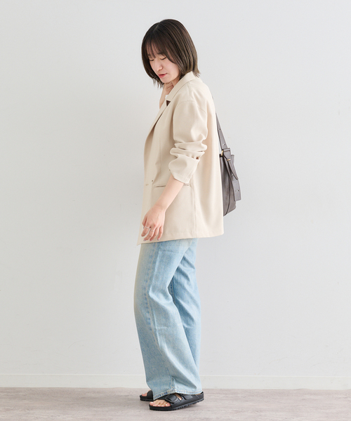 U by SPICK&SPAN(ユーバイスピックアンドスパン)の「UVカット ツイルダブルジャケット(テーラードジャケット・レディース・ベージュ/ネイビー・38/36)」の13枚目の写真