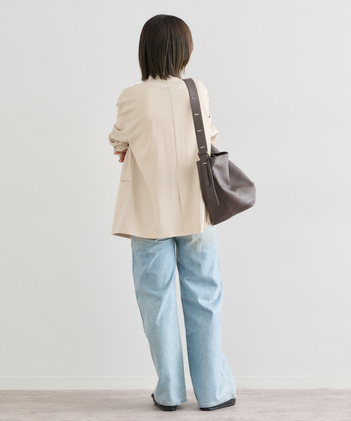 U by SPICK&SPAN(ユーバイスピックアンドスパン)の「UVカット ツイルダブルジャケット(テーラードジャケット・レディース・ベージュ/ネイビー・38/36)」の14枚目の写真