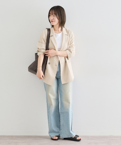 U by SPICK&SPAN(ユーバイスピックアンドスパン)の「UVカット ツイルダブルジャケット(テーラードジャケット・レディース・ベージュ/ネイビー・38/36)」の17枚目の写真