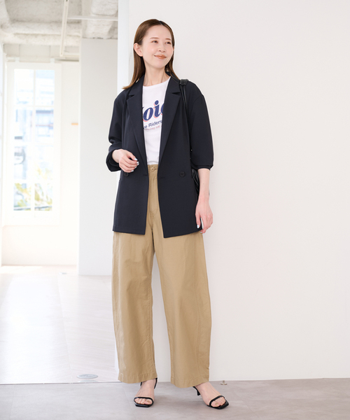 U by SPICK&SPAN(ユーバイスピックアンドスパン)の「UVカット ツイルダブルジャケット(テーラードジャケット・レディース・ベージュ/ネイビー・38/36)」の20枚目の写真