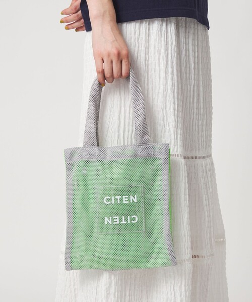 CITEN(シテン)の「<CITEN>メッシュバイカラークリアロゴS(トートバッグ・レディース・ホワイト/ライトグレー/ブラック・FREE)」の3枚目の写真