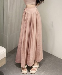 ウエストギャザー入りサイドリボンワイドパンツ