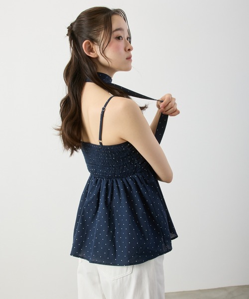 P.V.T(ピーブイティー)の「リボン付きドットギャザーキャミ(キャミソール・レディース・Navy/White/Red・F)」の21枚目の写真
