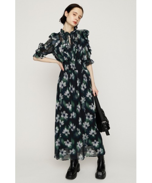 SLY（スライ）の「BLUR FLOWER LONG OP ブラーフラワーロングワンピース 春服 夏服（ワンピース・レディース・ブラウン系その他2/ブラック系その他2・FREE）」の3枚目の写真
