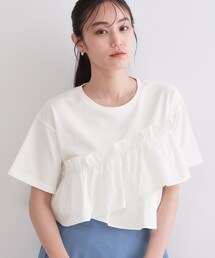 OPAQUE.CLIP | 【接触冷感】アシメフリルドッキングカットソー《洗濯機OK》(Tシャツ/カットソー)
