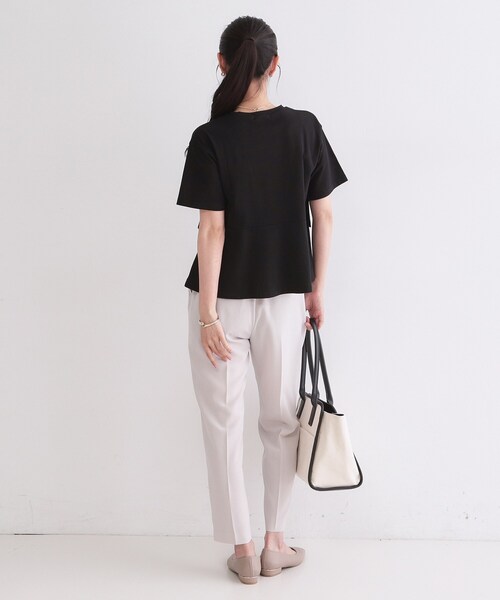 OPAQUE.CLIP(オペークドットクリップ)の「【接触冷感】アシメフリルドッキングカットソー《洗濯機OK》(Tシャツ/カットソー・レディース・ブラック/ブルー系その他/ダークグレー/ホワイト・42/40/38)」の10枚目の写真