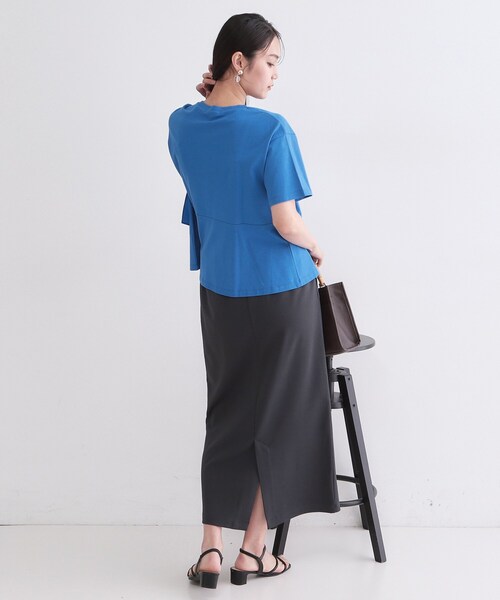 OPAQUE.CLIP(オペークドットクリップ)の「【接触冷感】アシメフリルドッキングカットソー《洗濯機OK》(Tシャツ/カットソー・レディース・ブラック/ブルー系その他/ダークグレー/ホワイト・42/40/38)」の14枚目の写真