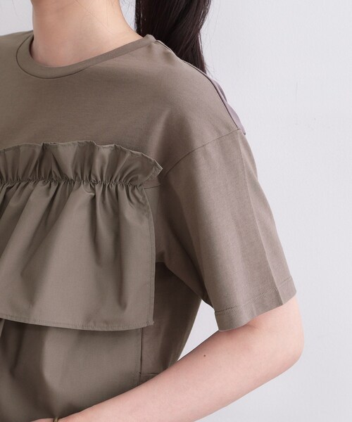 OPAQUE.CLIP(オペークドットクリップ)の「【接触冷感】アシメフリルドッキングカットソー《洗濯機OK》(Tシャツ/カットソー・レディース・ブラック/ブルー系その他/ダークグレー/ホワイト・42/40/38)」の20枚目の写真