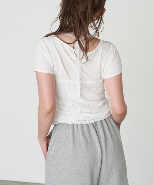 RAY CASSIN(レイカズン)の「レースキャミセットTシャツ(Tシャツ/カットソー・レディース・ブラック/グレー/ホワイト・FREE)」の5枚目の写真